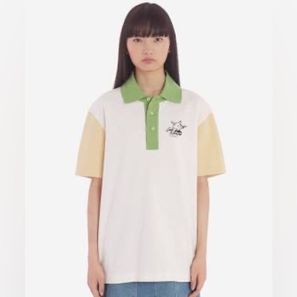 Maison Kitsune Cafe Kitsune White Colorbock Polo Shirt S
